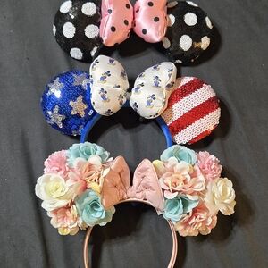Disney Polka Dot, Patriotic, & Floral Minnie Ears Headbands Set